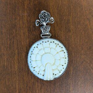 Pendant Carved Bone 925